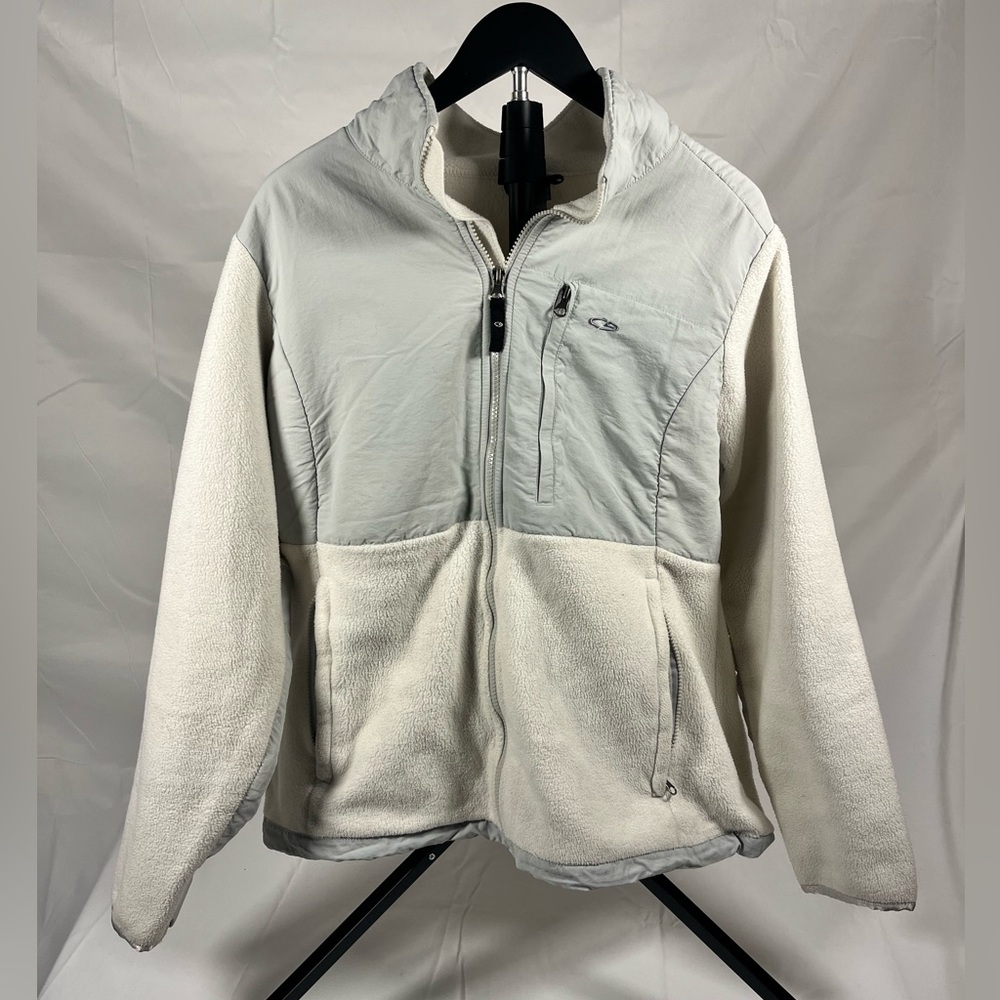 Champion C9 Fleece Jacket Women’s XL White Gray Cozy Athleisure Full Zip